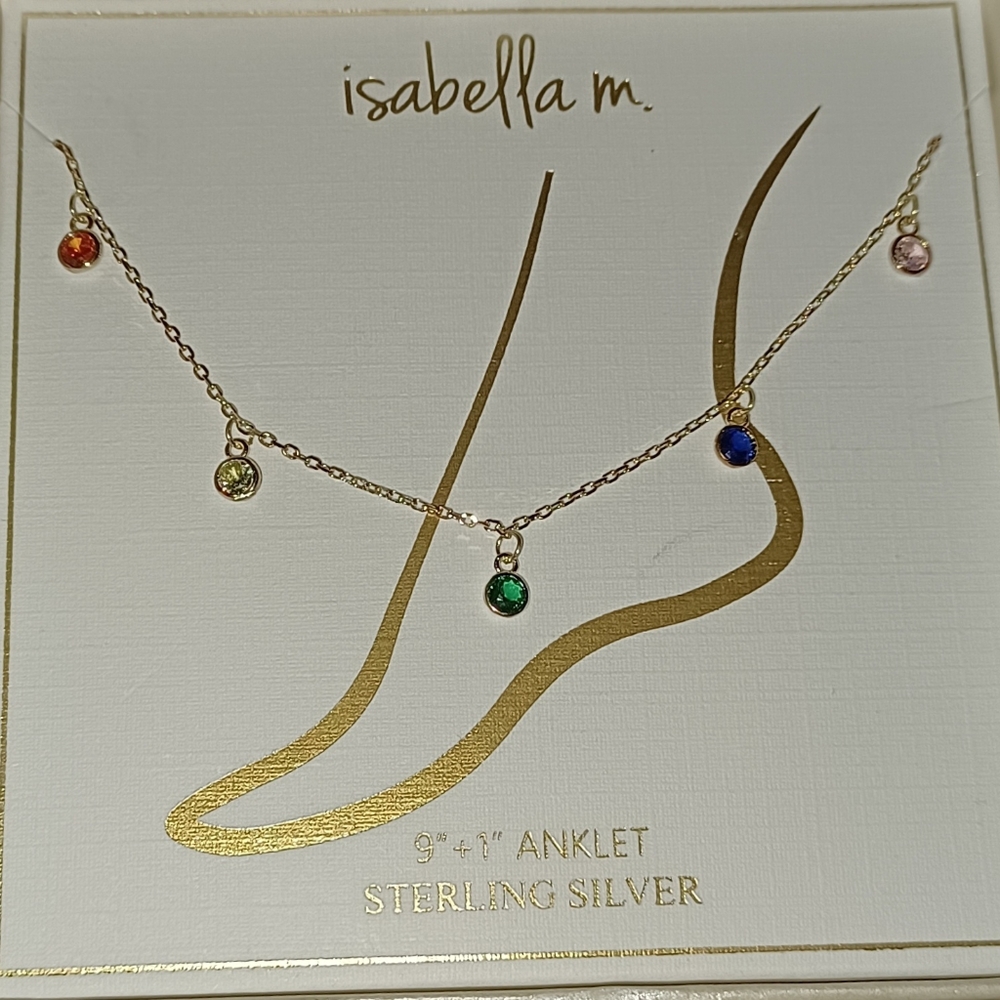 ISABELLA M. STERLING SILVER GOLD PLATED DANGLE GEM